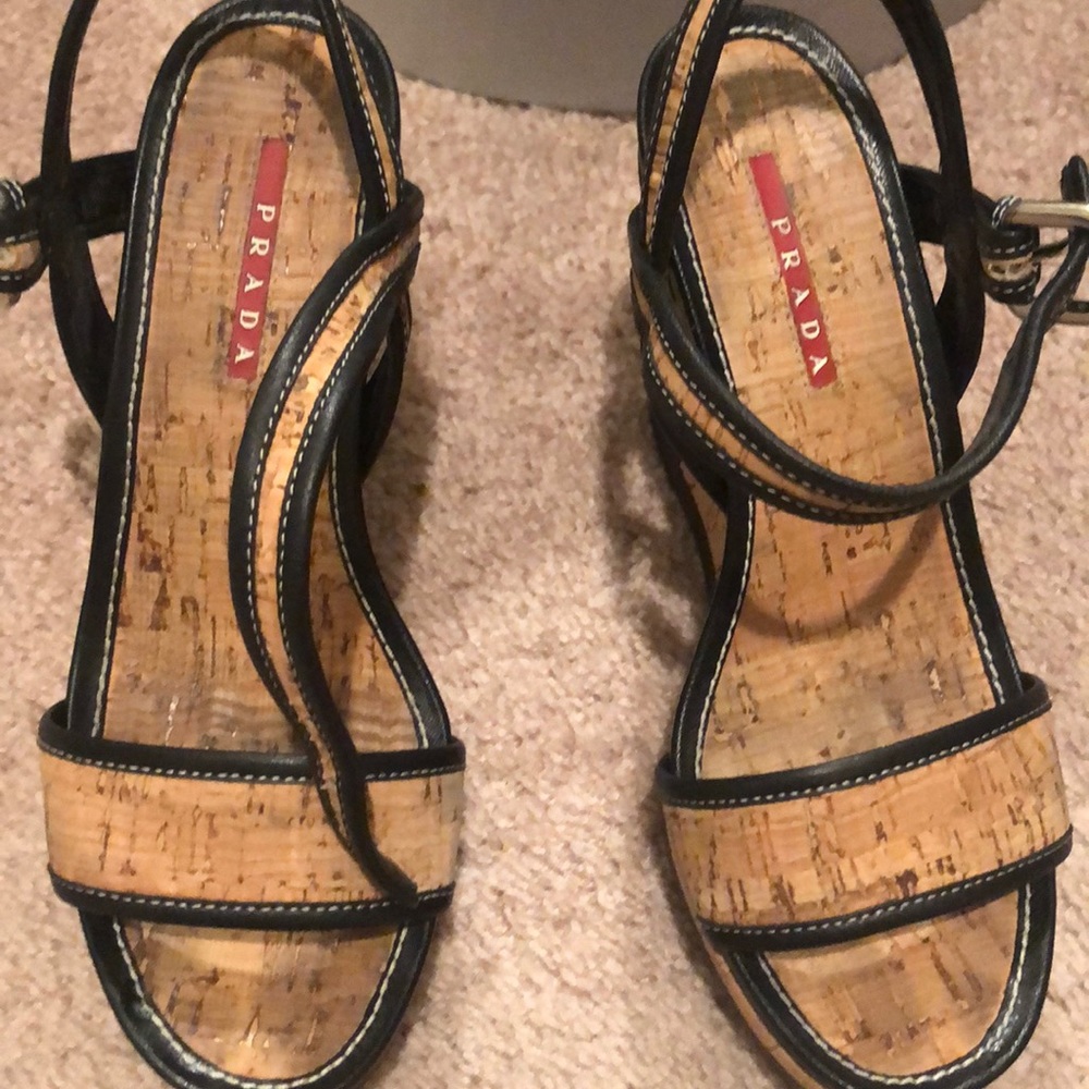 Wedge heel cork Prada Sandal